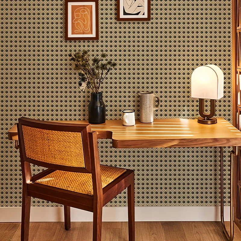 45cm Retro Rattan Pattern Self - Pvc Panel Background avaliação e preço
