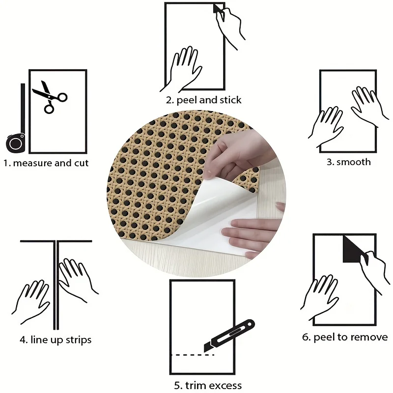45cm Retro Rattan Pattern Self - Pvc Panel Background avaliação e preço