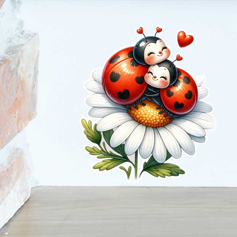 Cute Ladybug Wall Stickers Liv - Pvc Panel Background avaliação e preço