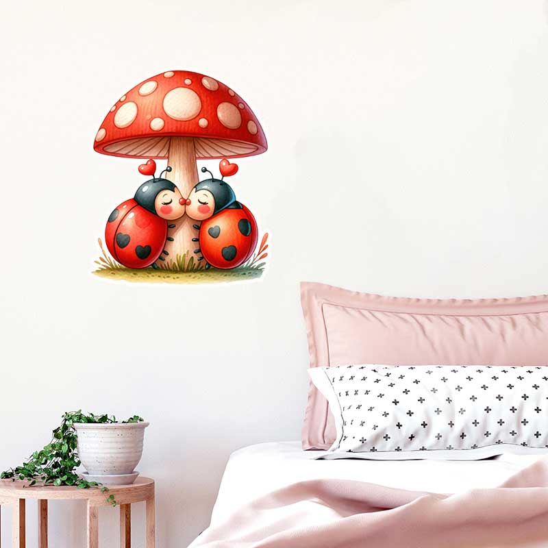 Cute Ladybug Wall Stickers Liv - Pvc Panel Background avaliação e preço