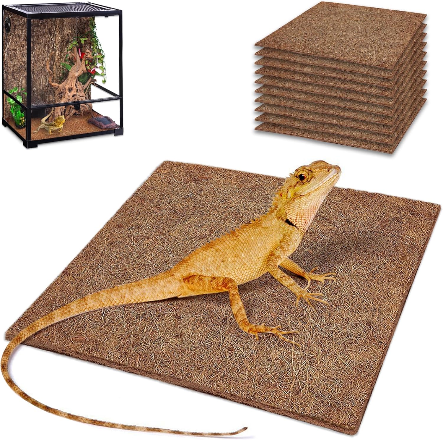 10 Pcs Reptile Carpet, 12x12 i - Substrate Coconut Fiber avaliação e preço
