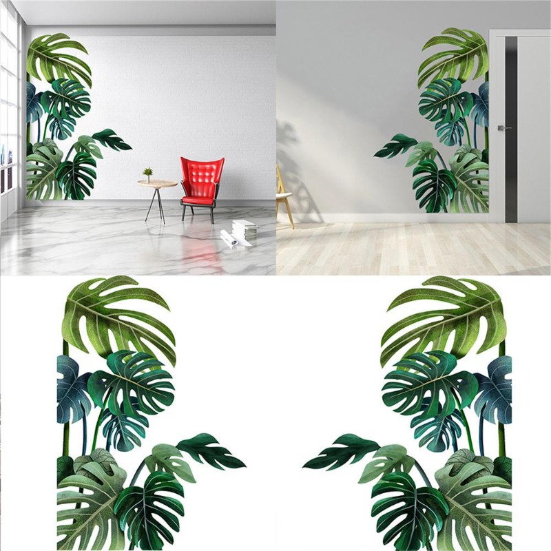 Large Nordic Green Leaf Wall S - Pvc Panel Background avaliação e preço