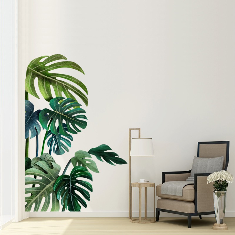 Large Nordic Green Leaf Wall S - Pvc Panel Background avaliação e preço