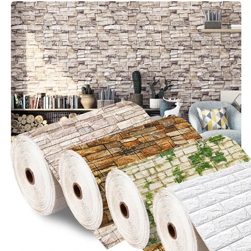 70cmx1/3/5/10M 3D Foam Brick W - Pvc Panel Background avaliação e preço