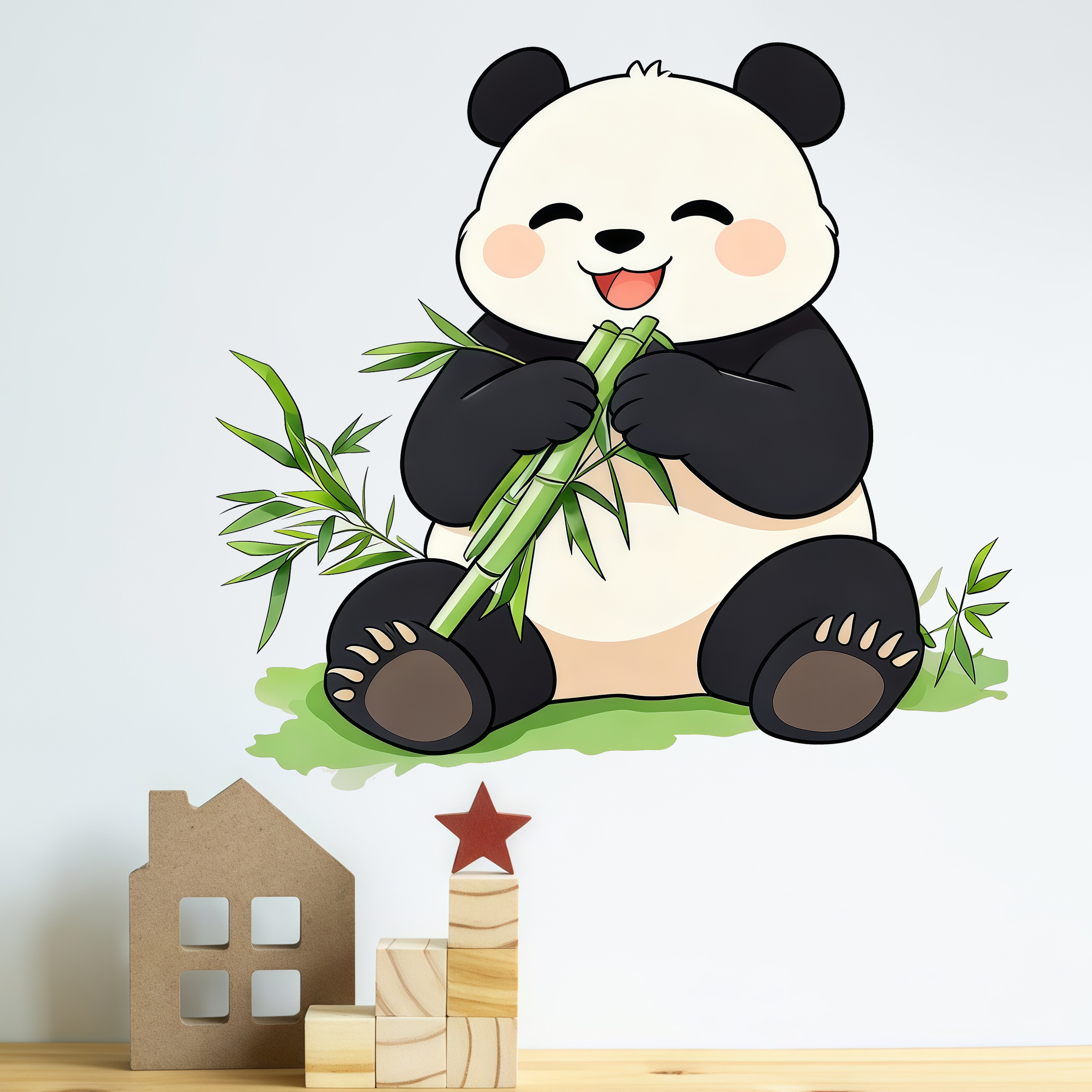 Bamboo And Panda Wall Decals S - Pvc Panel Background avaliação e preço