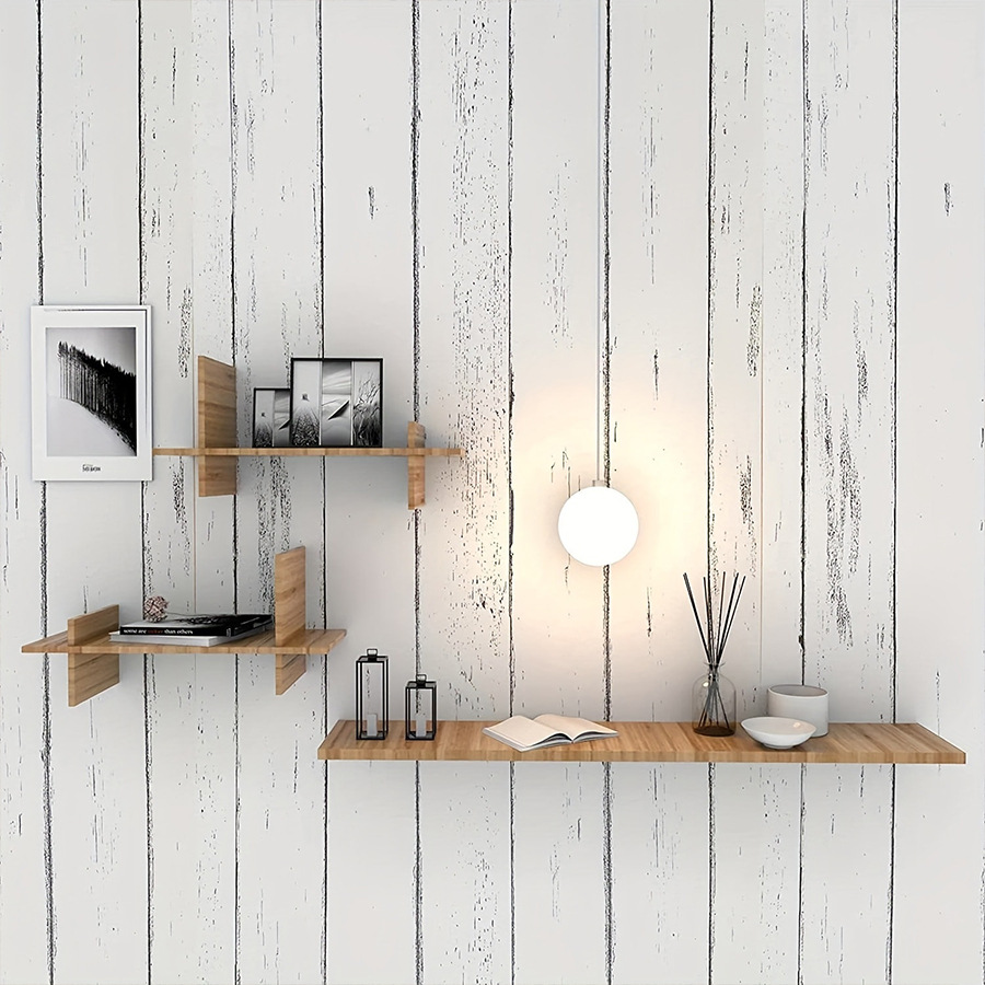 Retro Style White Wood Grain M - Pvc Panel Background avaliação e preço