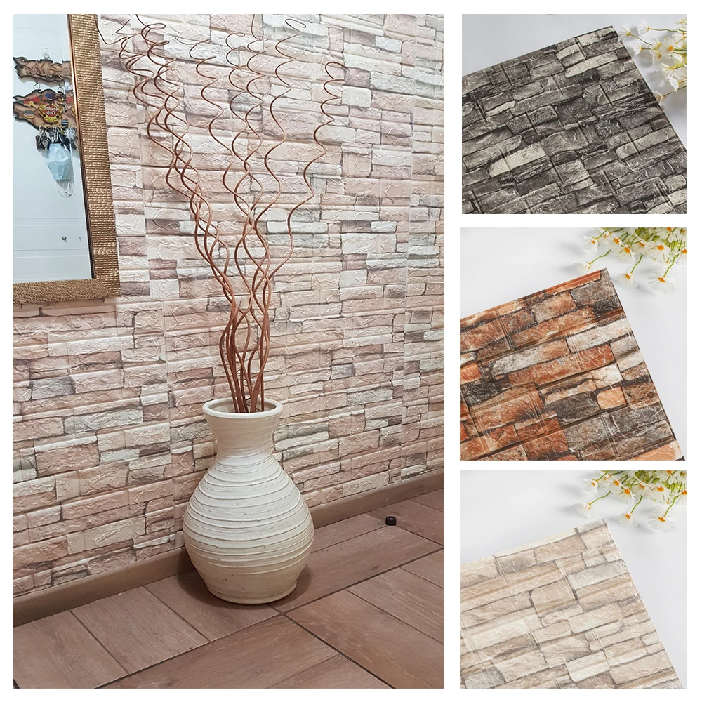 10PCS Self Adhesive 3D Brick W - Pvc Panel Background avaliação e preço